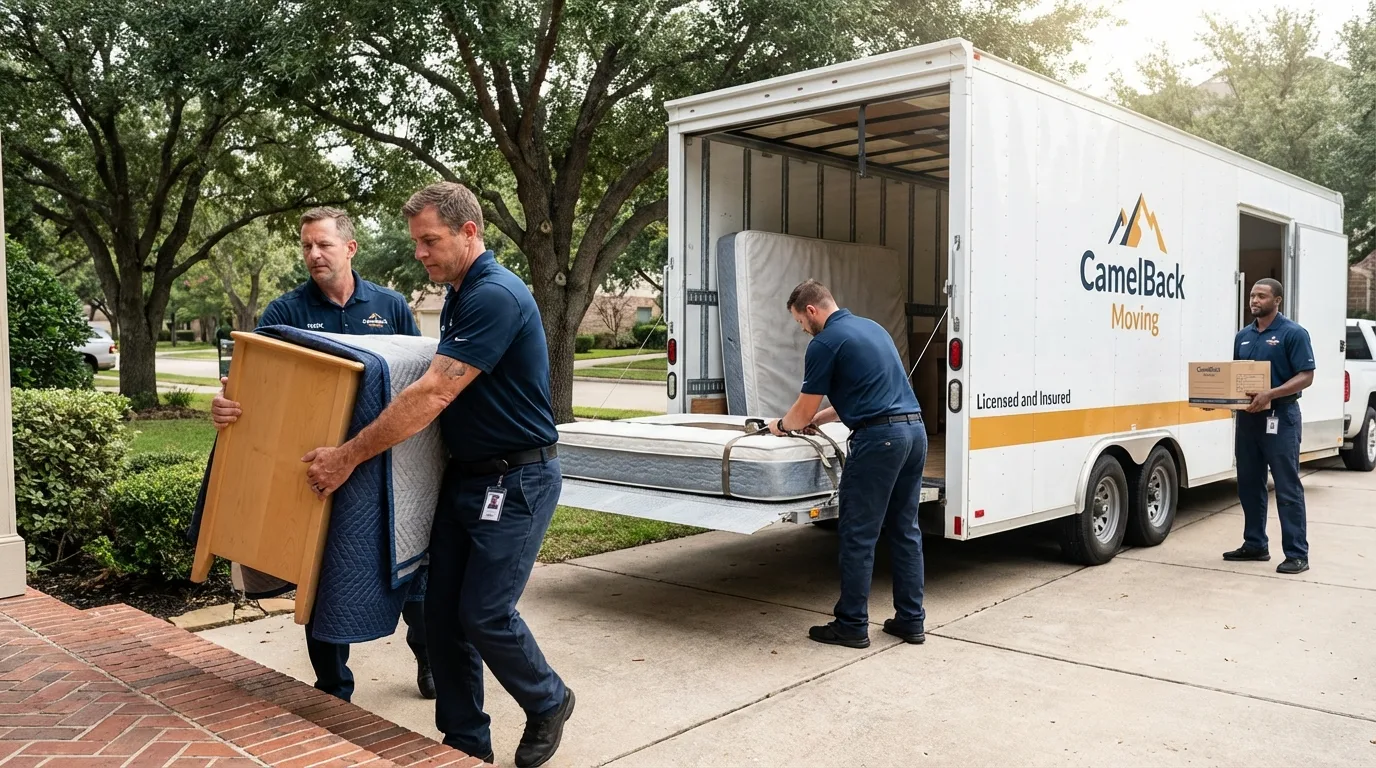 Crew loading residential truck for cross-state move from Fishersville, VA